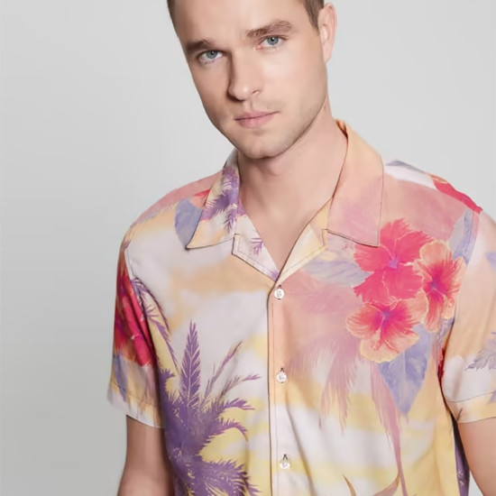Guess Ανδρικό πουκάμισο Eco Rayon Hawaiian Shirt